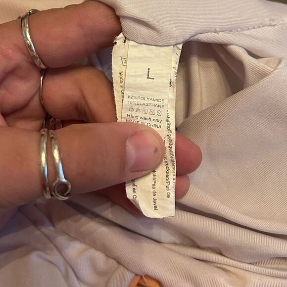 Elegant Halter One Piece Swimsuit in Peach and Black Stripes - Picture 3 of 3